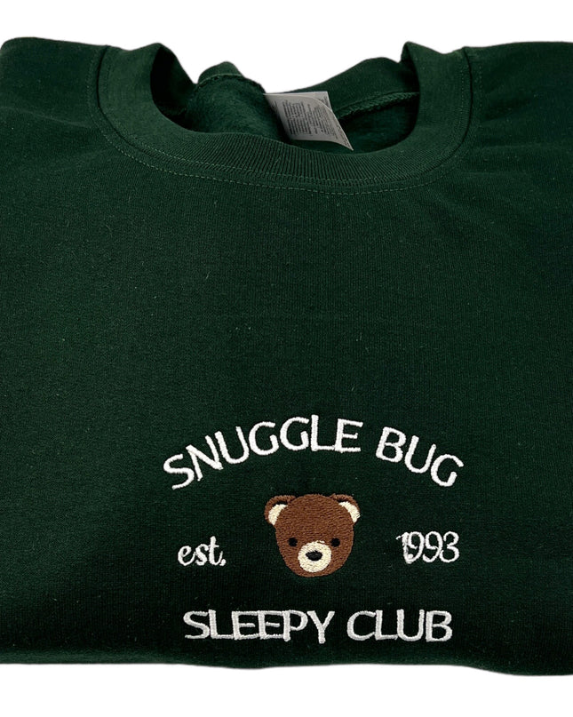Snuggle Bug Sleepy Club Cute Unisex Embroidered T-Shirt or Crewneck Sweatshirt