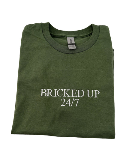 Bricked Up 24/7 Unisex Embroidered T-Shirt or Crewneck  Sweatshirt