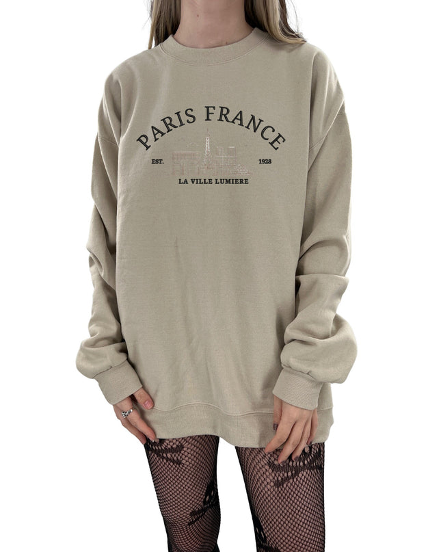 Paris France Unisex Embroidered T-Shirt or Crewneck  Sweatshirt