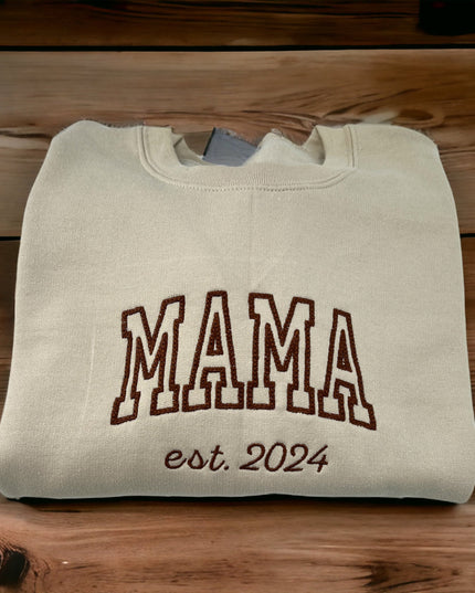 Mama Unisex Embroidered T-Shirt or Crewneck Sweatshirt