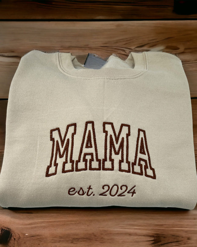 Mama Unisex Embroidered T-Shirt or Crewneck Sweatshirt
