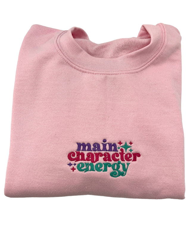 Main Character Energy Emroidered Crewneck Sweatshirt  | Sparkle Y2k Sweatshirt