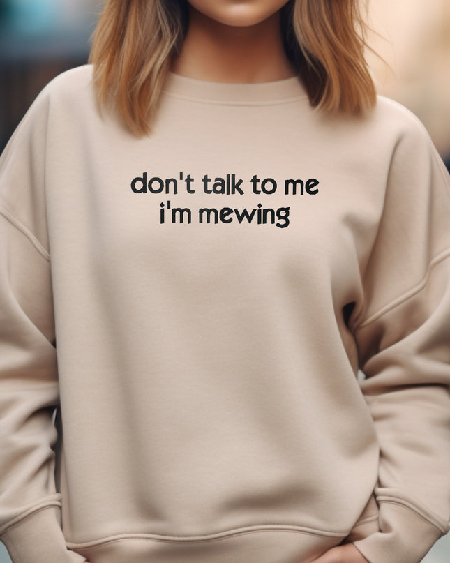 a woman wearing a sweatshirt that says don&#39;t talk to me i&#39;m